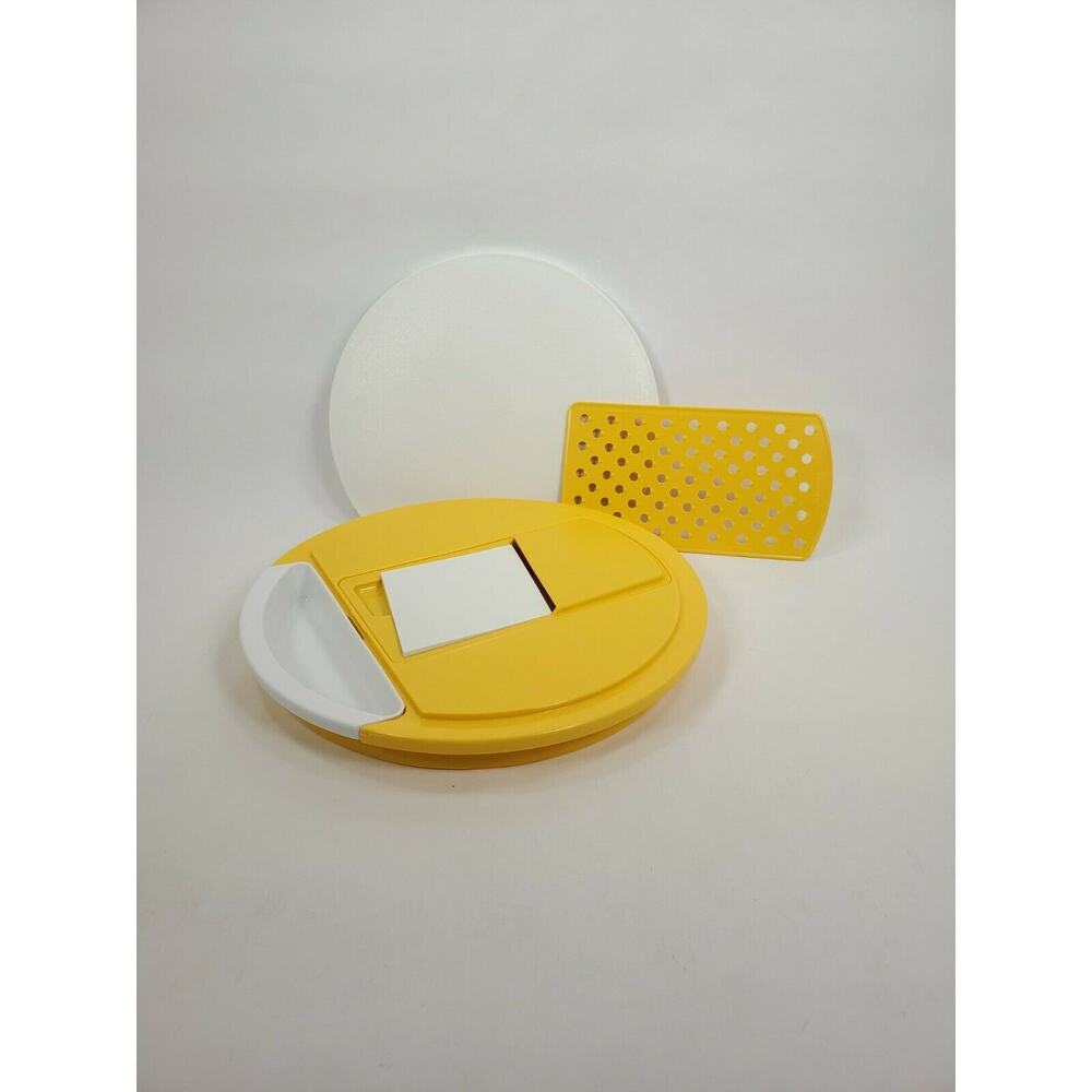 Vintage Tupperware Yellow 1980s Grater Cutting Board Slicer Set #1849 1851-53